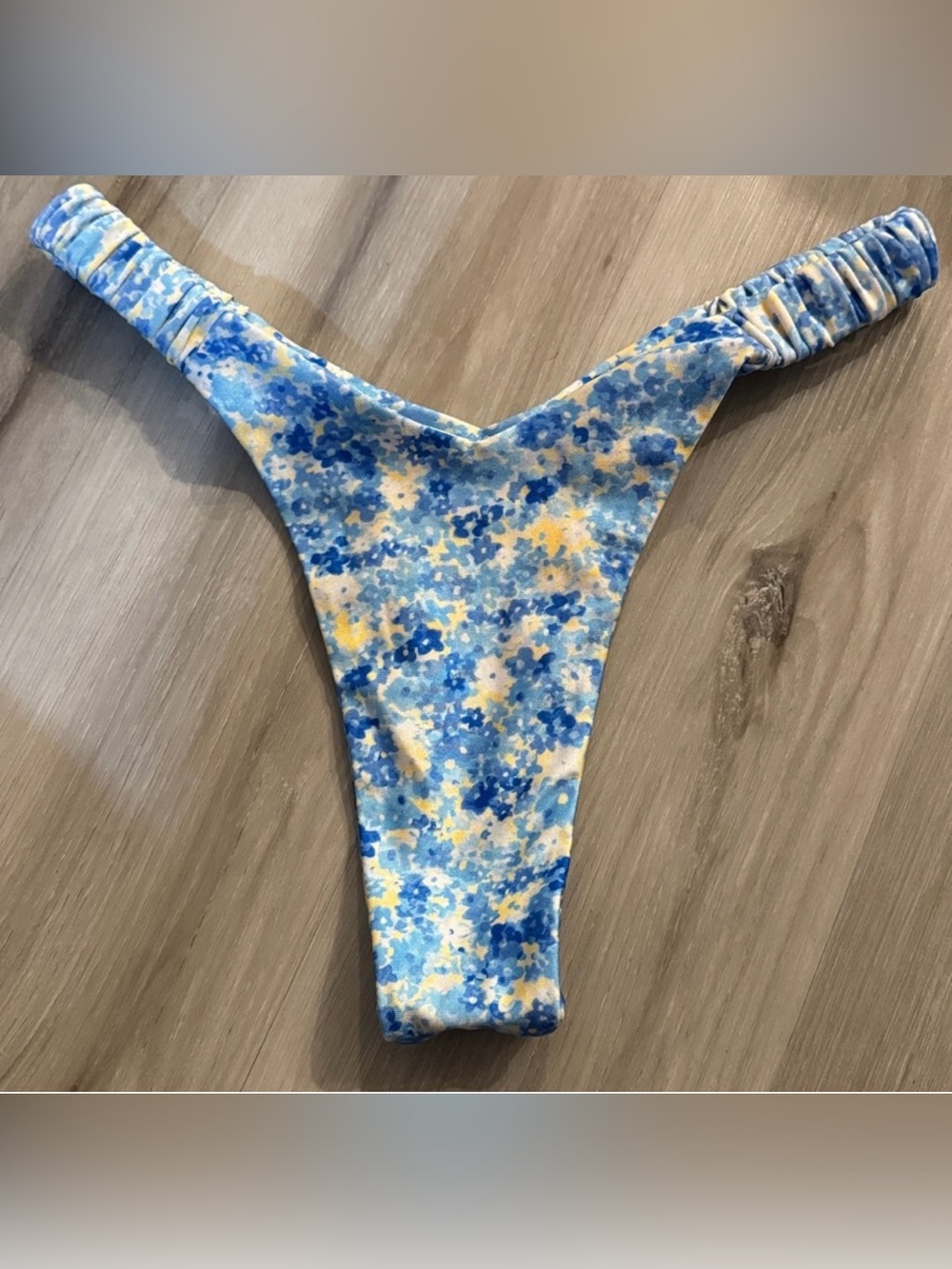 Kulani Kinis Blue Yellow Floral Thong Bikini Bottom